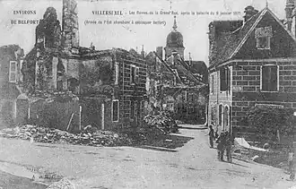 Vue des destructions du Bourg.
