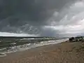 Cordon littoral du lac Razim, près de l'ancienne passe Portița qui le reliait à la mer Noire avant 1970.