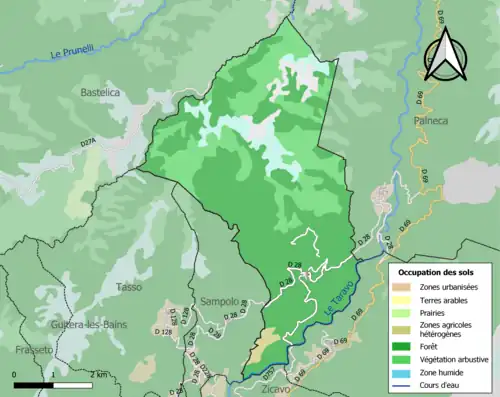 Carte en couleurs présentant l'occupation des sols.