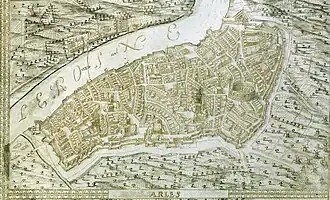 Carte de la ville d'Arles et de ses remparts au XVIIe&nbsp;siècle.