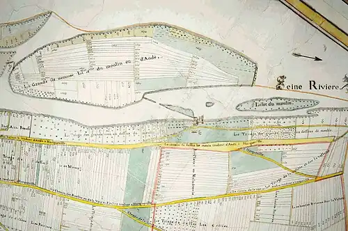 plan illustré représentant un cours d'eau et des îles