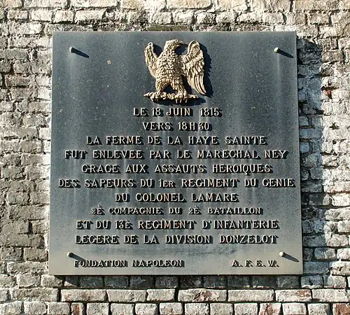 Hommage à la prise de la Haie Sainte par le maréchal Ney.