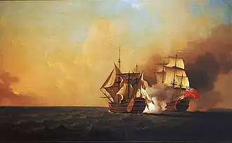 Le vaisseau le Mars, capturé par la Royal Navy, au retour des survivants.
