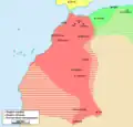 Extension maximale de l'Empire saadien (fin XVIe&nbsp;siècle)