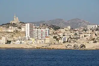Vue depuis la mer Méditerranée.