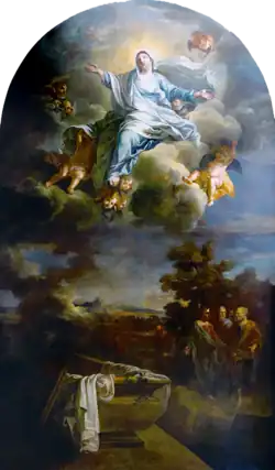 Assomption de la Vierge réalisé par Nicolas Loir en 1679 pour l'autel de la chapelle des Victoires de la cathédrale. Percé de coups de baïonnette lors du sac des révolutionnaires de 1793, il est restauré par Mgr Sergent qui en fait don aux Ursulines de Quimper. Il est, plus tard, acheté par Rosporden pour son église. En décembre 2025, la conservation du tableau, qui vient d'être restauré, est confié, par la commune de Rosporden, à la cathédrale pour 10 ans.