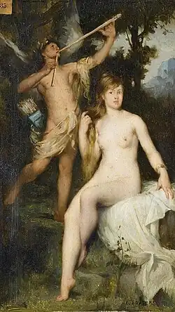 Églogue (Pan et nymphe sur fond de paysage) d' Émile Foubert, 1883.