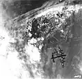 Bombardiers canadiens lâchant un tapis de bombes sur Wangerooge, le 25 avril 1945.