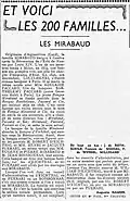 Article de la série « Et voici les 200 familles… » d'Augustin Hamon, publiée dans L'Humanité, no&nbsp;13549, 21 janvier 1936. (Paris, BnF).