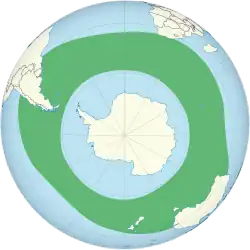 Carte de distribution centrée sur l'Antarctique.