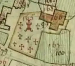 Église, cimetière et croix, cadastre Athenay-[1809]-PC\013\003, archives 72.