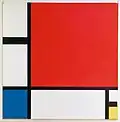 Composition II en rouge, bleu et jaune, par Piet Mondrian en 1930.