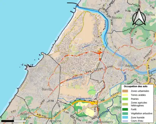 Carte en couleurs présentant l'occupation des sols.