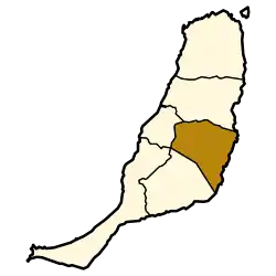 Localisation d'Antigua dans l'île de Fuerteventura.
