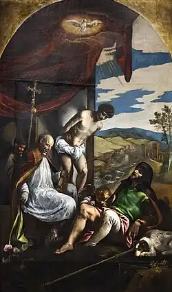 St. Rocco, St. Sebastian and St.Fabian par Jacopo Bassano et Ludovico Pozzoserrato Trévise