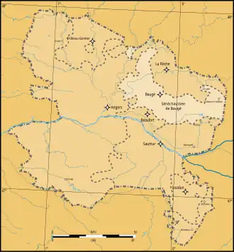 Carte de la sénéchaussée de Baugé en Anjou au XVIIIe siècle.