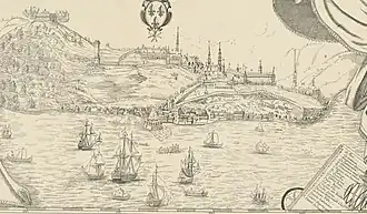 Vue de Québec en 1699 avec légende sur les quartiers