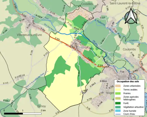 Carte en couleurs présentant l'occupation des sols.