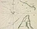 Carte de situation du plateau de Cordouan au XVIIe&nbsp;siècle, à l'embouchure de l'estuaire de la Gironde.