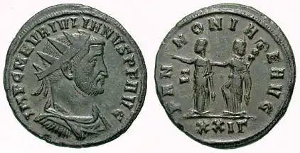 monnaie, face buste impérial, revers couple féminin