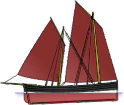 Plan de voile d'un Lougre