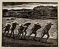 Luo Qingzhen, En remontant le courant, 12,9×16,3&nbsp;cm, 1935.