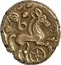 Celtes, Grande-Bretagne, Statère, Or, Ier&nbsp;siècle apr. J.-C., cheval stylisé