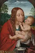 Quentin Matsys, Vierge à l'Enfant dans un paysage, vers 1520, 41&nbsp;×&nbsp;28&nbsp;cm, Musée Boijmans Van Beuningen[25]