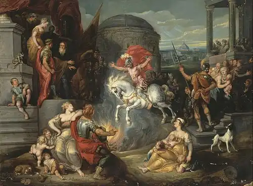 Le Saut de Marcus Curtius par Simon de Vos (1641).