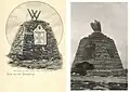 Denkmal für Kaiser Wilhelm I. auf dem Gipfel, links in erster Ausführung, rechts nach Erneuerung