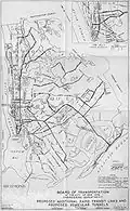 Ausbauplan des U-Bahn-Netzes von 1929 mit der Second Avenue Line