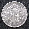 Rückseite einer Half-Crown-Münze von 1953.
