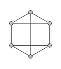 Ein kubischen Graph mit 6 Knoten.