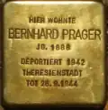 Stolperstein für Bernhard Prager, verlegt im Mai 2008