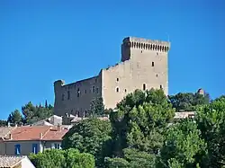 Ruine der ehemaligen päpstlichen Sommerresidenz Château de Châteauneuf-du-Pape