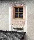 Malerei von 1630 am Fenster des Hohenbalkenzimmers