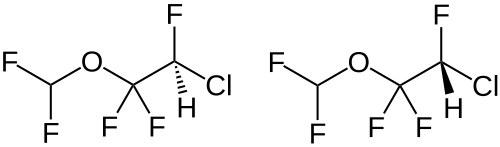 Strukturformel von Enfluran-Enantiomeren