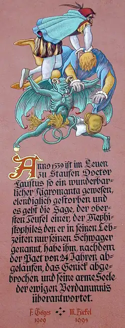 Inschrift zur Faustsage in Staufen im Breisgau