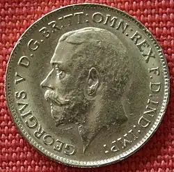 Georg V., geprägt 1927 in Pretoria, damalige Auflage ca.&nbsp;16&nbsp;Mio. Münzen