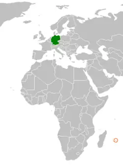 Lage von Deutschland und Mauritius