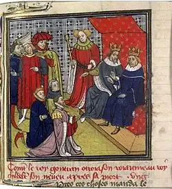 Herrschergewänder, mit Hermelin und Feh gefüttert und verbrämt (Frankreich,&nbsp;6.&nbsp;Jh.)