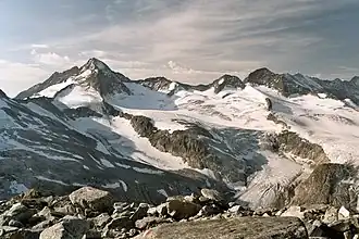Der Große Geiger (links) von Norden, vom Keeskogel aus gesehen