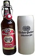 Hacker-Pschorr Animator (Doppelbock) und Bierkrug