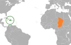 Lage von Haiti und Tschad