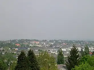 Der stark verbaute Hungerberg gesehen vom Dr.-Meißner-Park