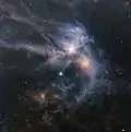 Infrarotaufnahme der Rho-Ophiuchi-Wolke mittels des Wide-Field Infrared Survey Explorer