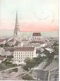 Postkarte, Blick vom Bauernberg mit noch nicht fertiggestelltem Dom