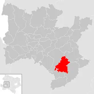 Lage der Gemeinde Mank im Bezirk Melk (anklickbare Karte)