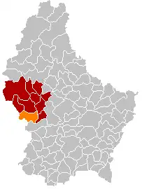 Lage von Beckerich im Großherzogtum Luxemburg