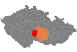 Lage des Okres Pelhřimov